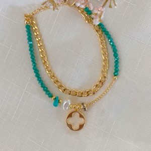 Kristal Taşlı 2’li Bileklik Turkuaz