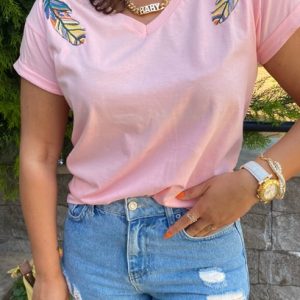 V Yaka Pembe Tshirt