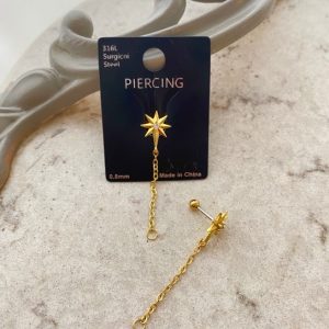 Çelik Piercing Küpe Sallantılı Yıldız