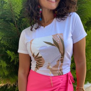 Küpe Detaylı Tshirt Beyaz