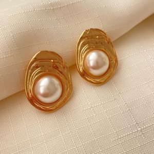 Vintage İncili Gold Küpe