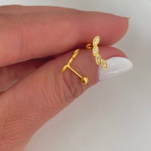 Foglia Piercing Küpe(925 Ayar)