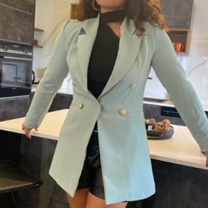 Su Yeşili Gold Düğmeli Blazer