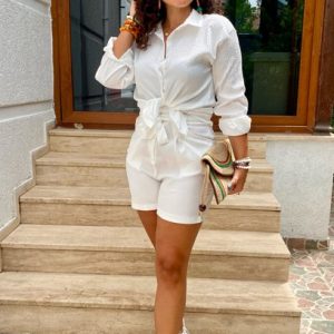 Sedefli Gömlek Şort Takım