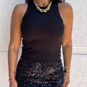 Halter Yaka Basic Siyah Bluz