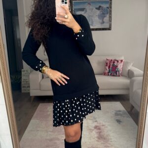 Puantiyeli Triko Elbise