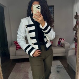 Şeritli Kısa Ceket