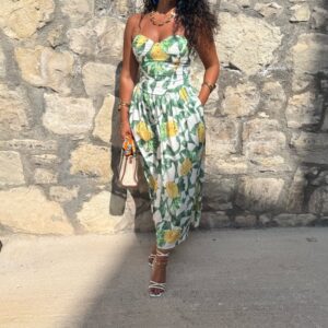 Straplez Ananaslı Elbise