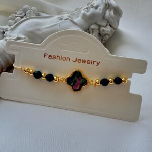 Asansörlü Lacivert Yonca Bileklik